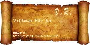 Vittman Réka névjegykártya